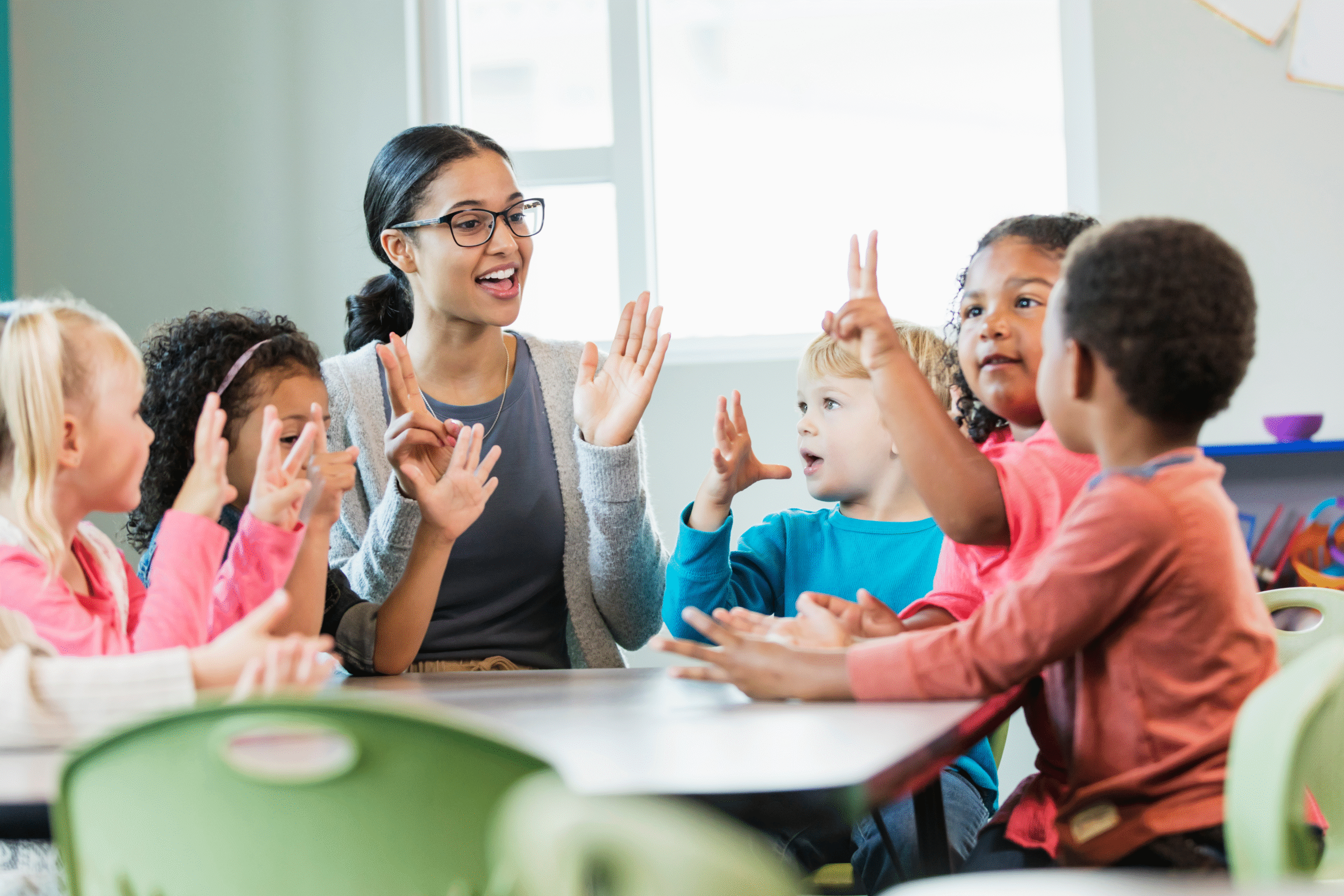 teacher with students