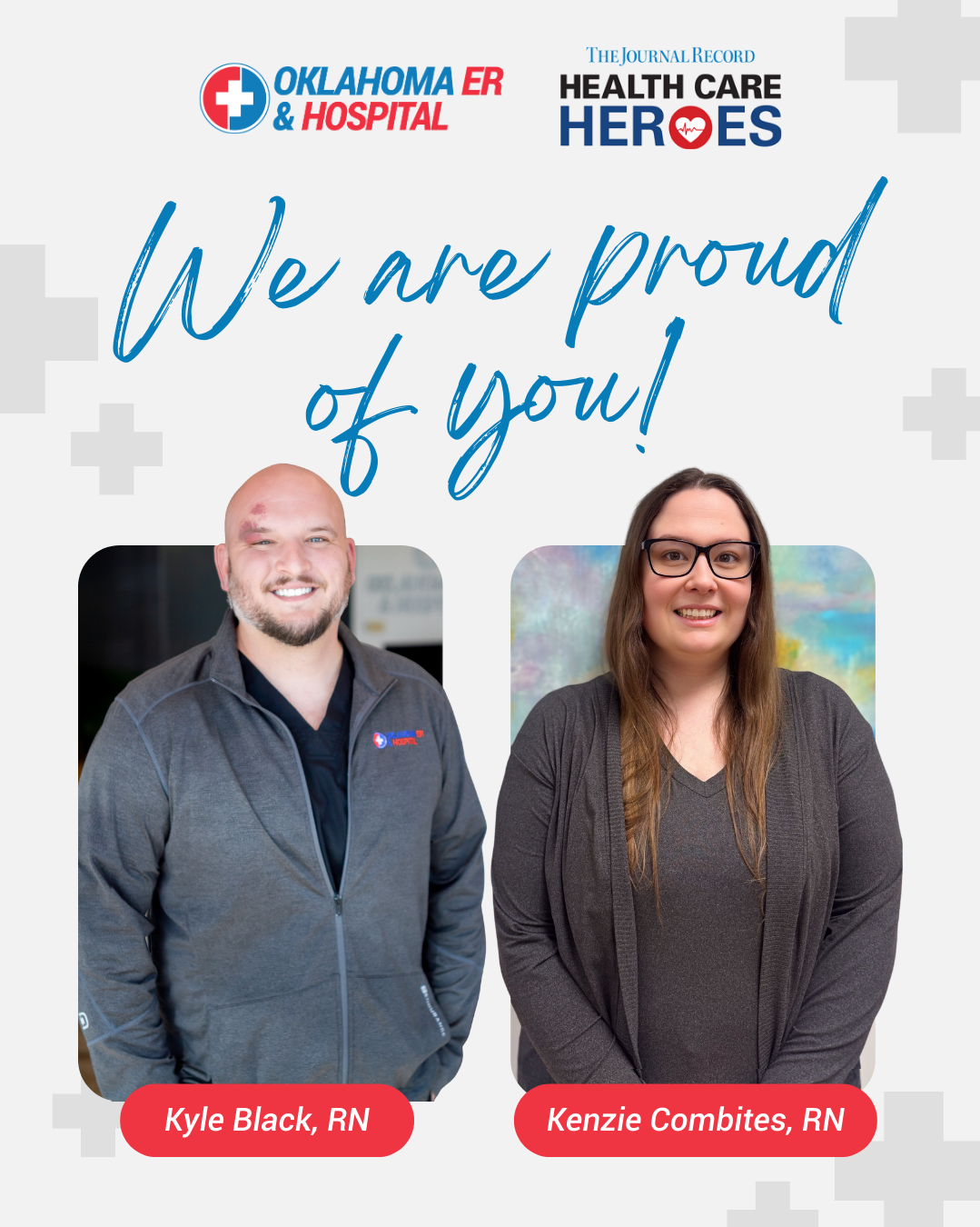 An image honoring two Healthcare Heroes from The Journal Record in Oklahoma.